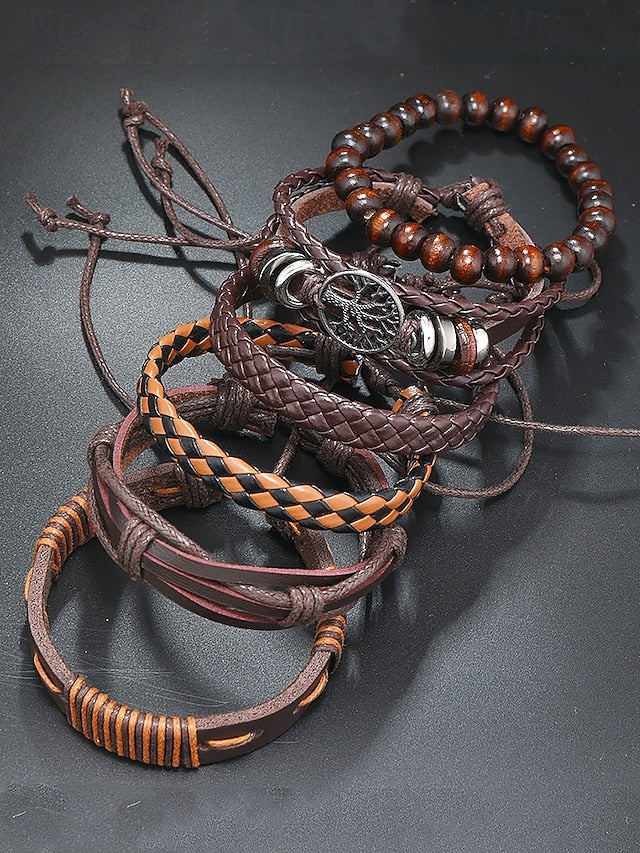 Men's Leather Bracelet Set
