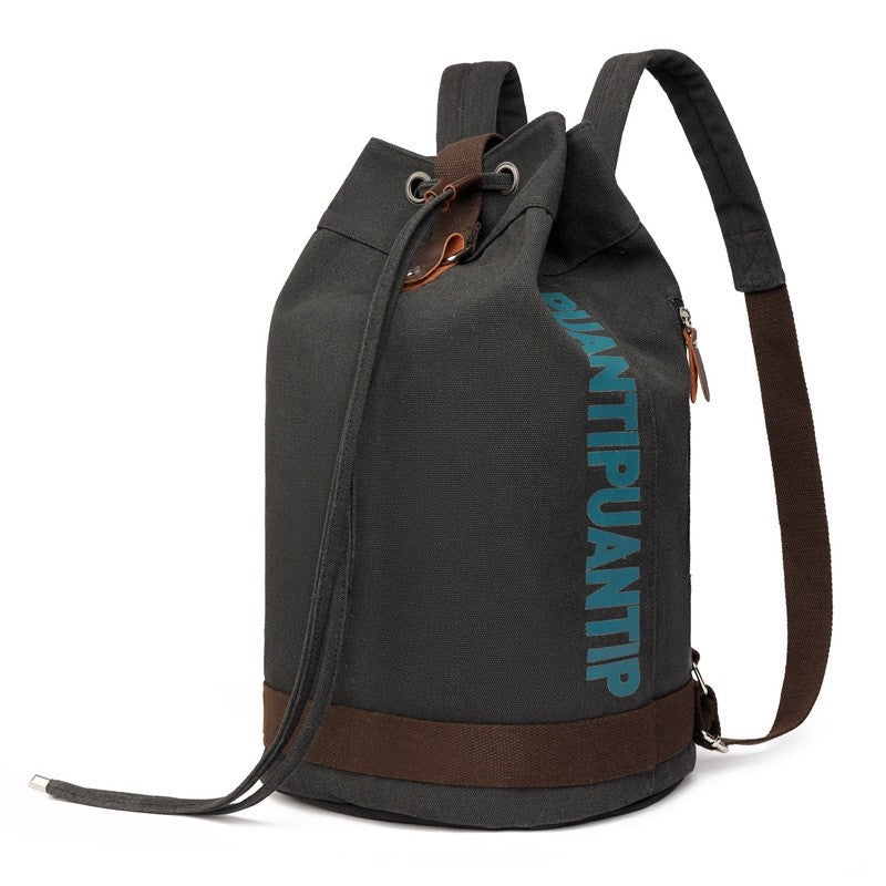 Men Canvas Drawstring Bucket Backpack