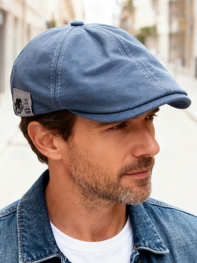 Men's Cotton Flat Cap Vintage Newsboy Hat