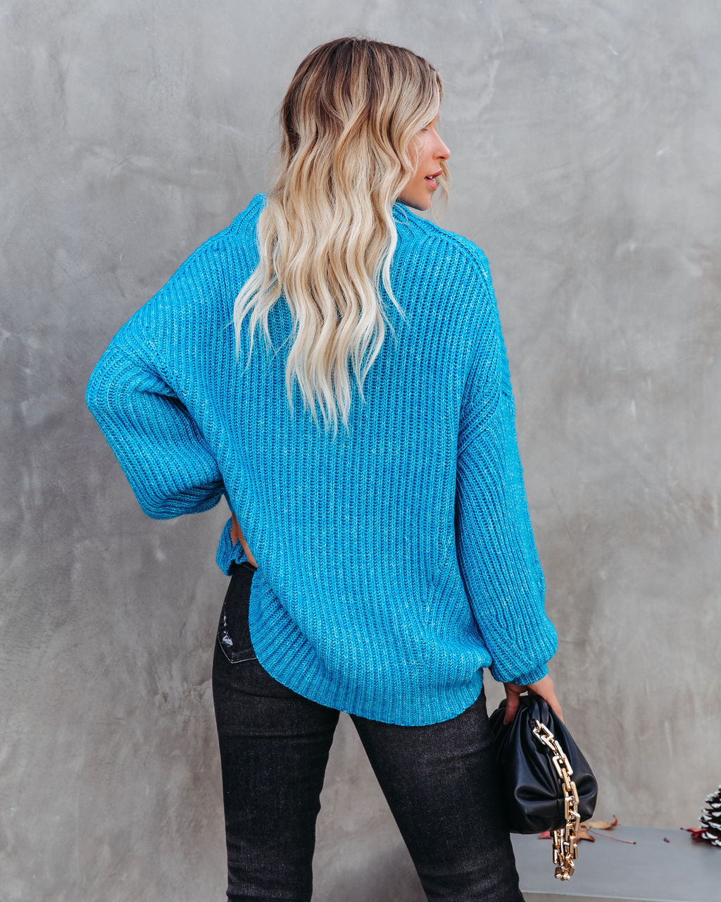 Fields Of Fall Cotton Blend Sweater - Blue