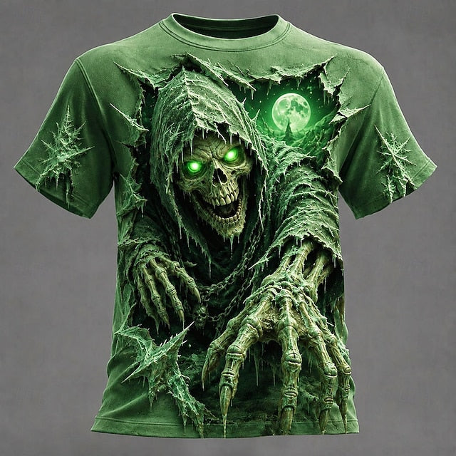Halloween Men's Skull T Shirt Short Sleeve