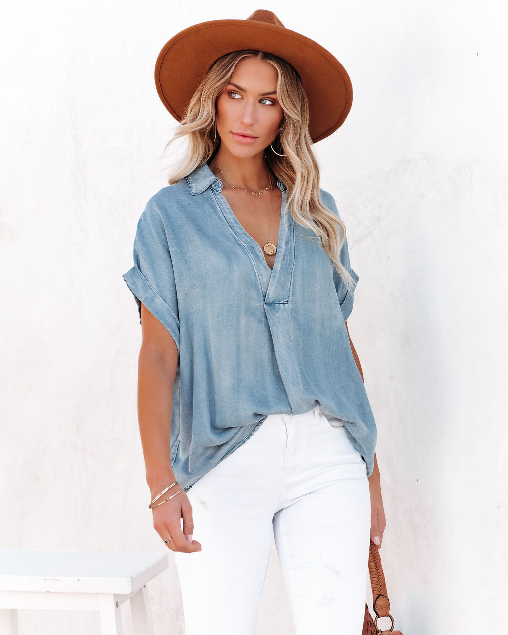 Flint Relaxed Chambray Top