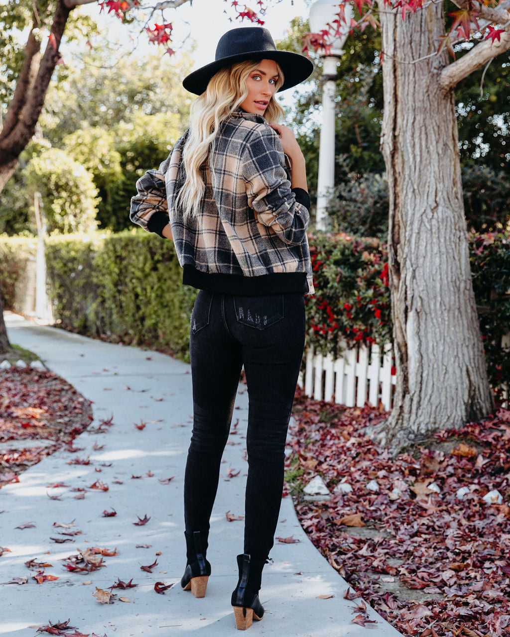 Francene Plaid Bomber Jacket - Tan