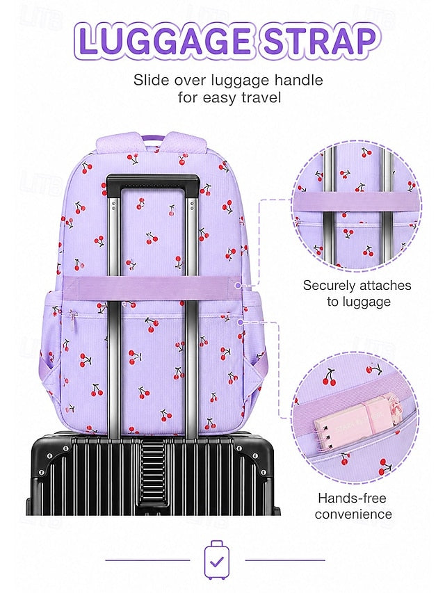 Girl's Corduroy Backpack Set, 3 Piece Cute School Backpack with Large Capacity Multi Compartments, Laptop Sleeve, Adjustable Straps, Luggage Strap, Travel College Bag for Girls, Available in Multiple