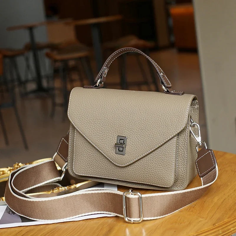 Cowhide Casual Crossbody Bag - Women Genuine Leather Handbag