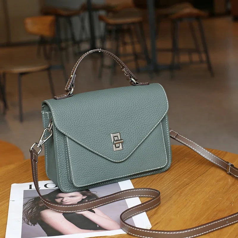 Cowhide Casual Crossbody Bag - Women Genuine Leather Handbag