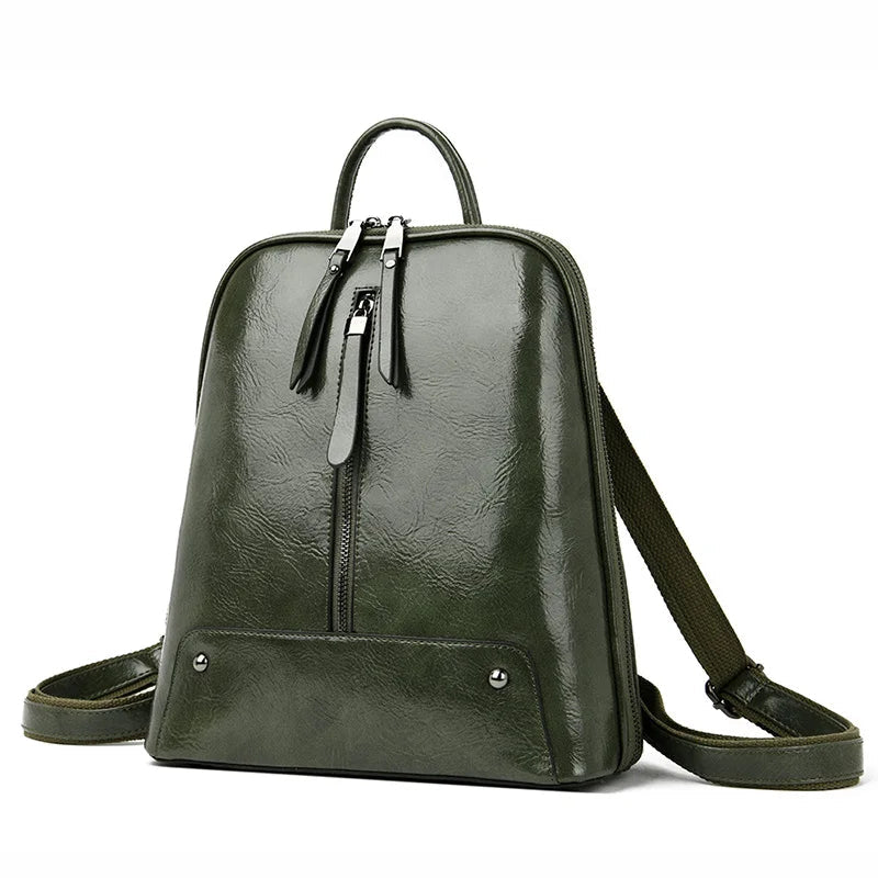 Large Capacity Women's Leather Backpack - Fashion Travel Bag