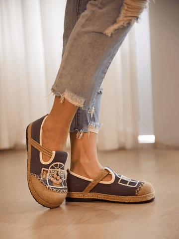 Kelilah Embroidered Linen Loafer - Grey
