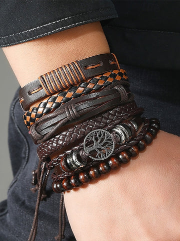 Men's Leather Bracelet Set