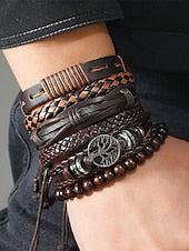 Men's Leather Bracelet Set