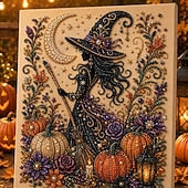Halloween DIY Black Cat Moon Diamond Art Hanging Ornament Kit