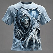 Halloween Men's Skull T Shirt Short Sleeve