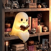 Halloween Cute Ghost Reading Book Lamp 15cm/6 inch Decoration Light Dining Table Bedroom Bookshelf Courtyard Desktop Cute Night Light