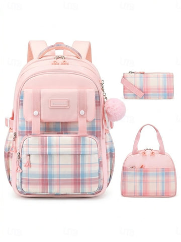 Girls Plaid Backpack for School