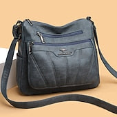Women's Black Brown Crossbody Bag with Multiple Zippered Pockets