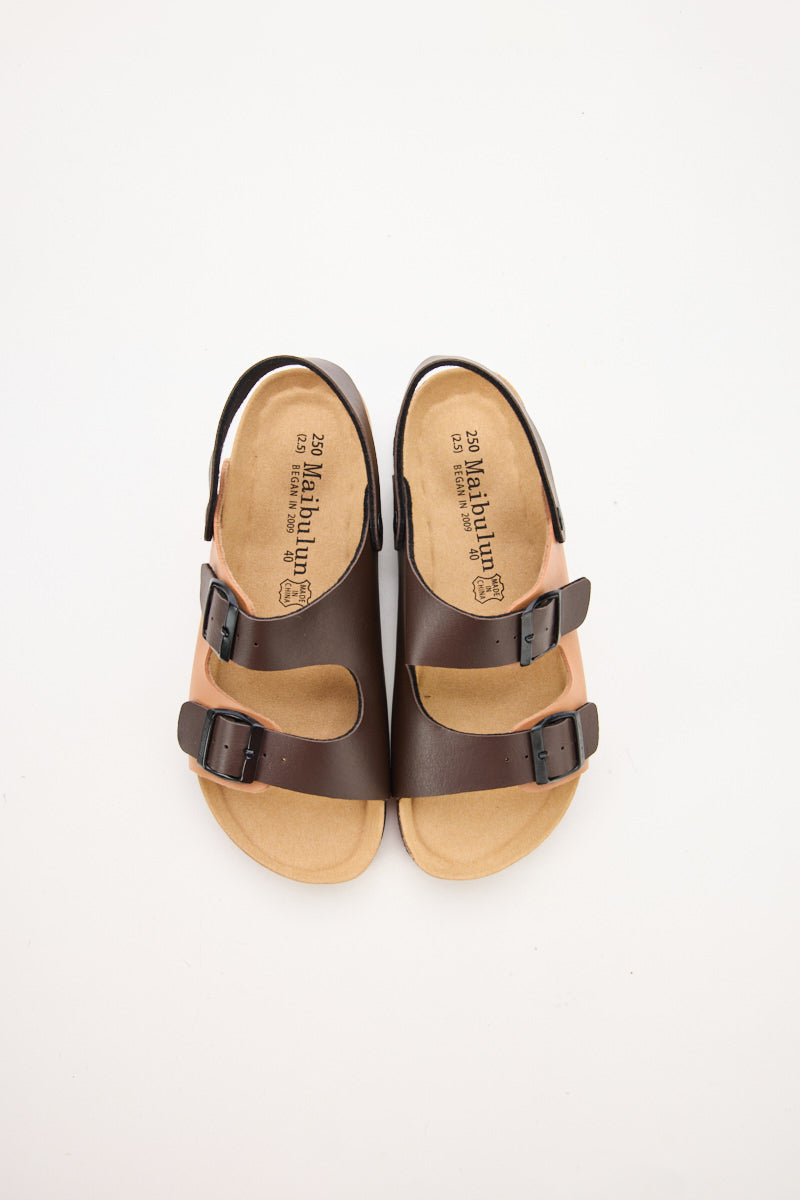 Double Strap Slingback Footbed Sandal - Tan