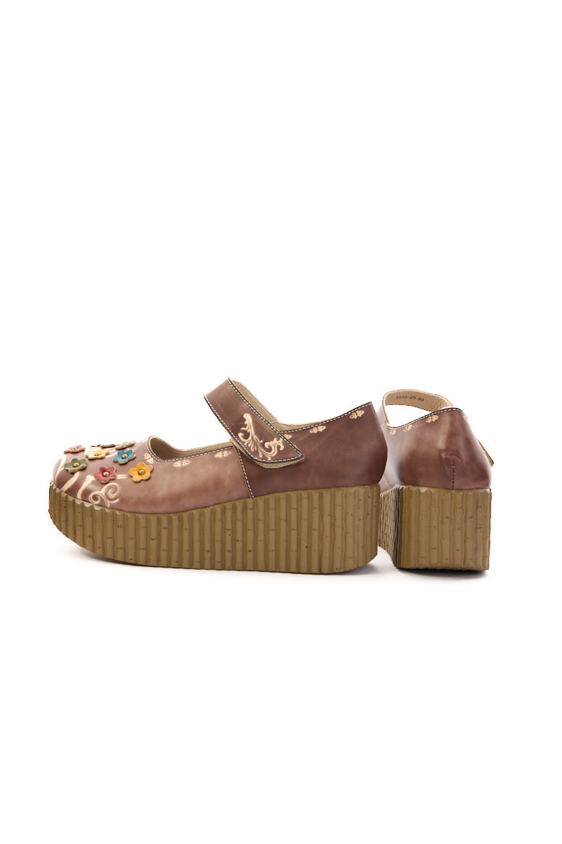 Lively Poppy Leather Wedge Mary Jane