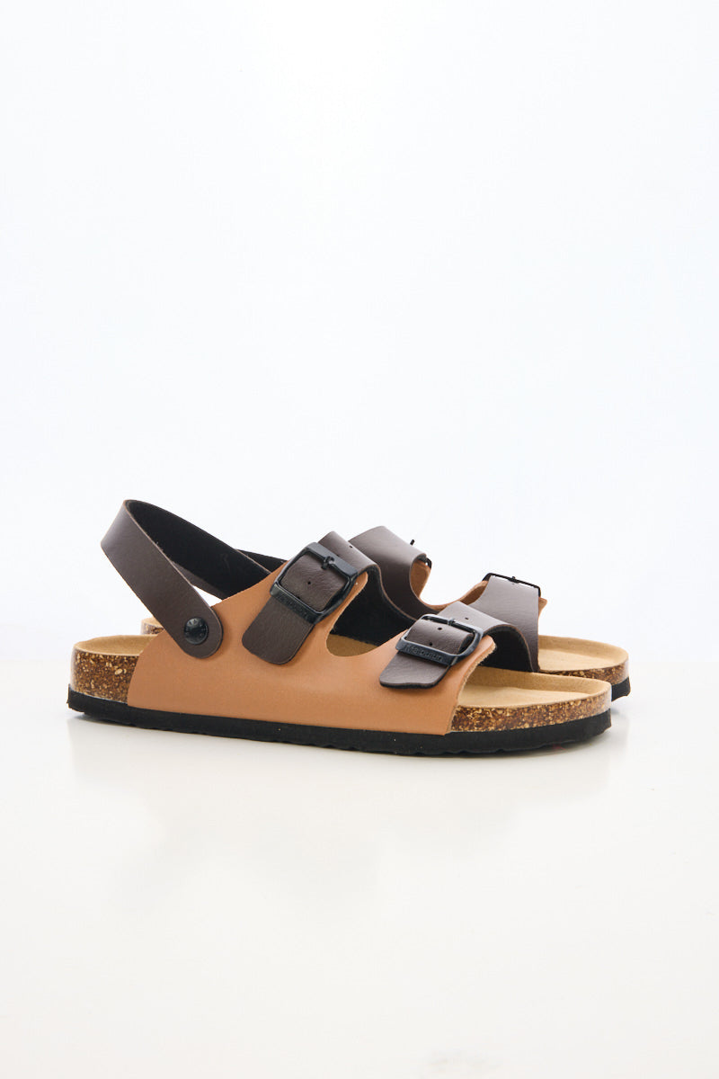 Double Strap Slingback Footbed Sandal - Tan