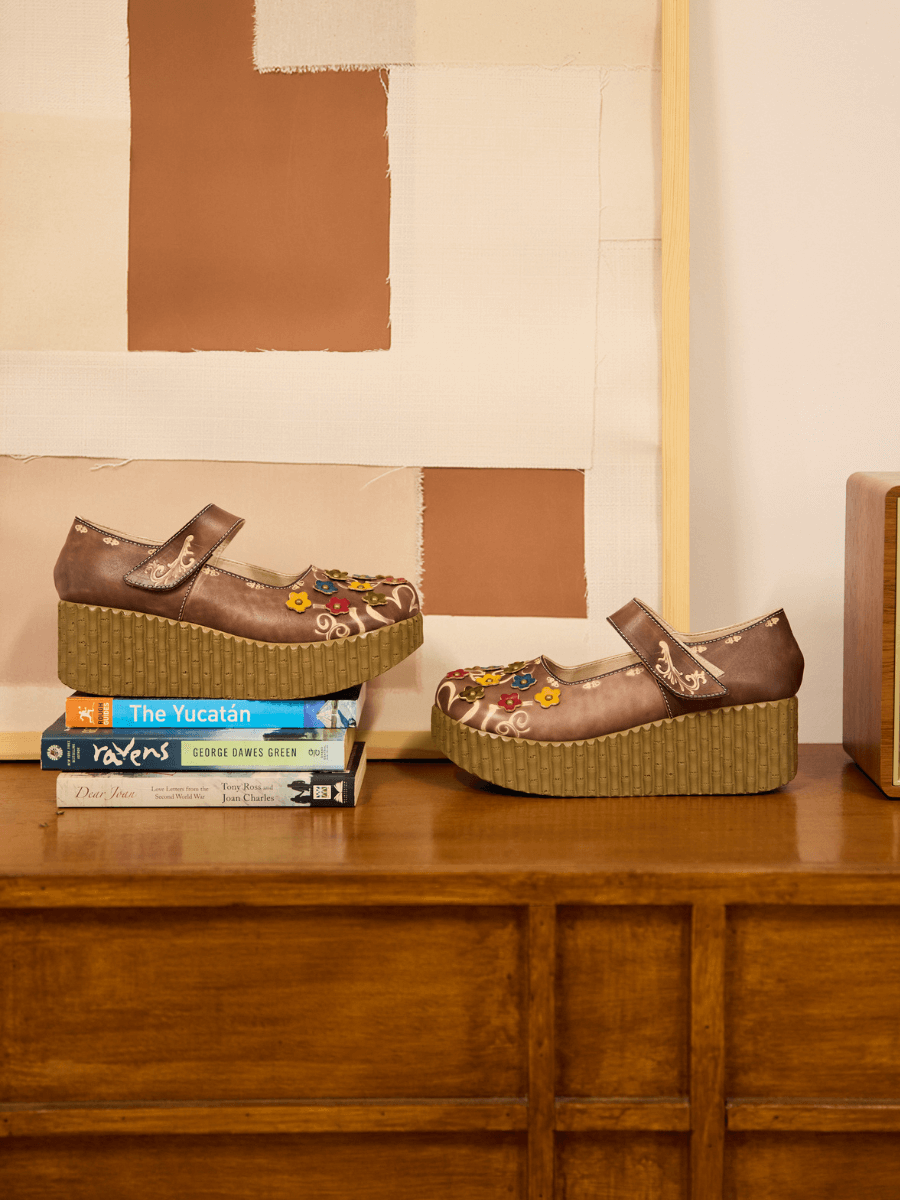 Lively Poppy Leather Wedge Mary Jane