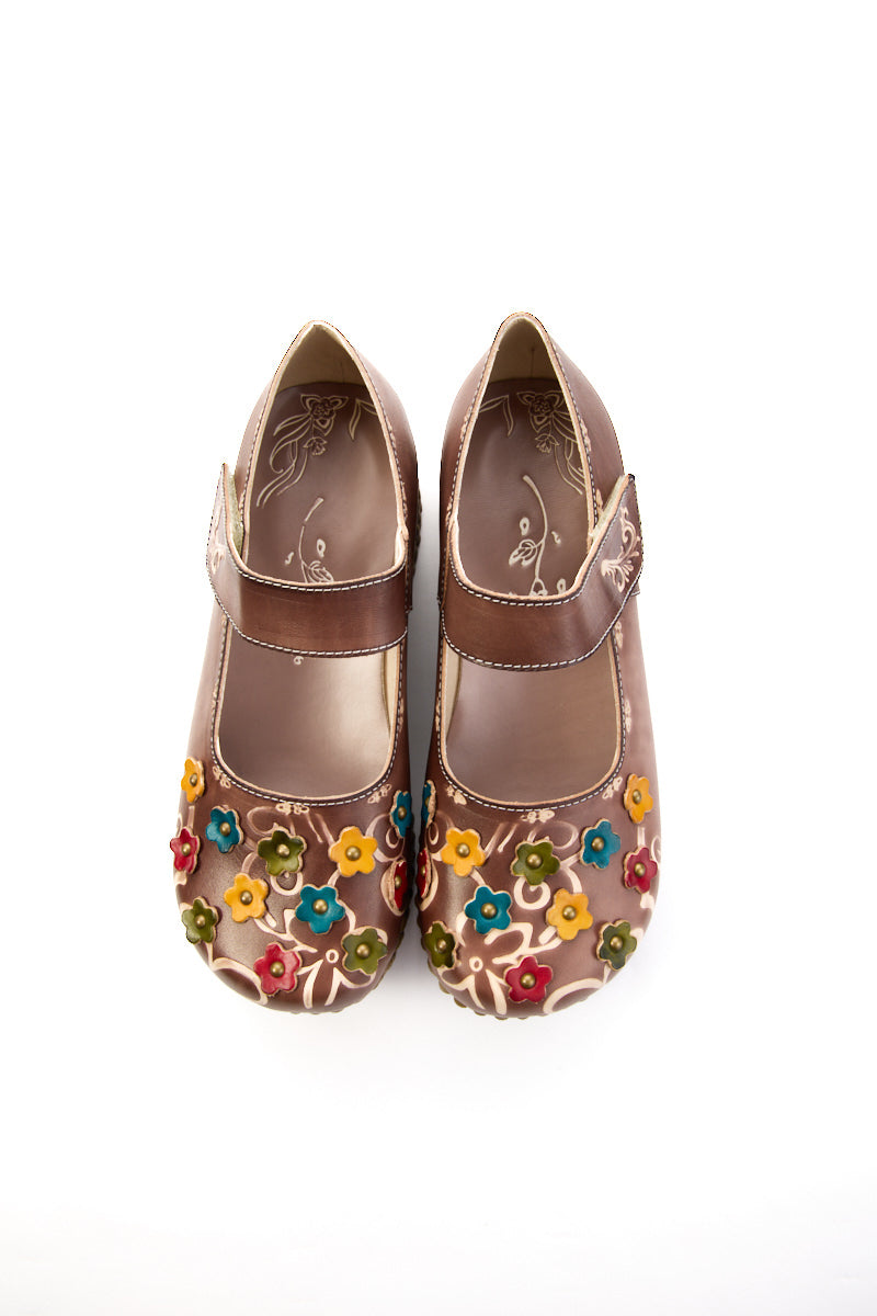 Lively Poppy Leather Wedge Mary Jane