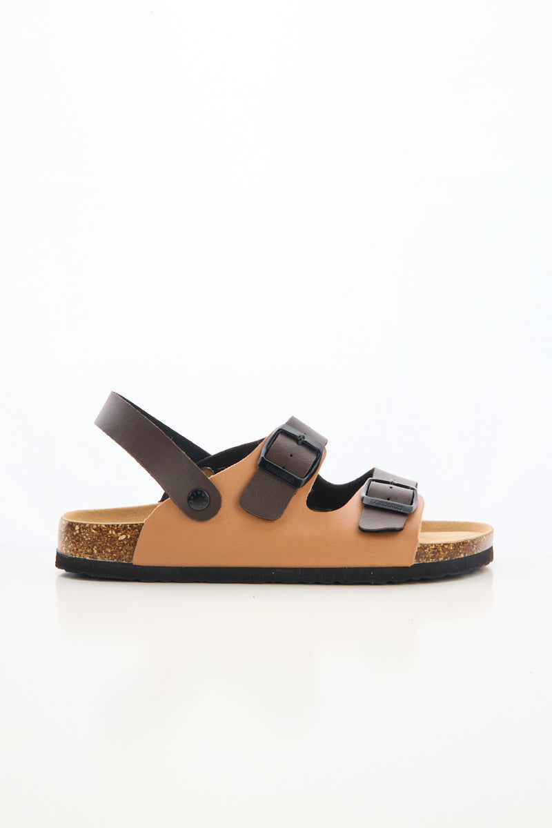 Double Strap Slingback Footbed Sandal - Tan