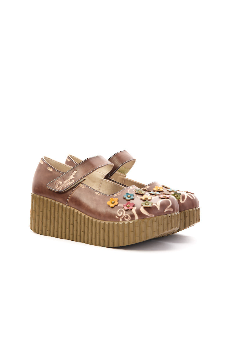 Lively Poppy Leather Wedge Mary Jane