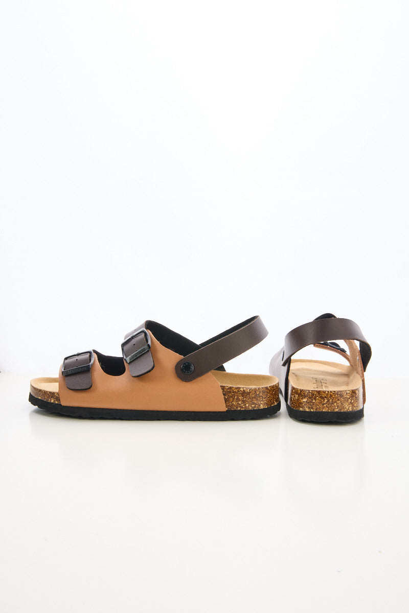 Double Strap Slingback Footbed Sandal - Tan