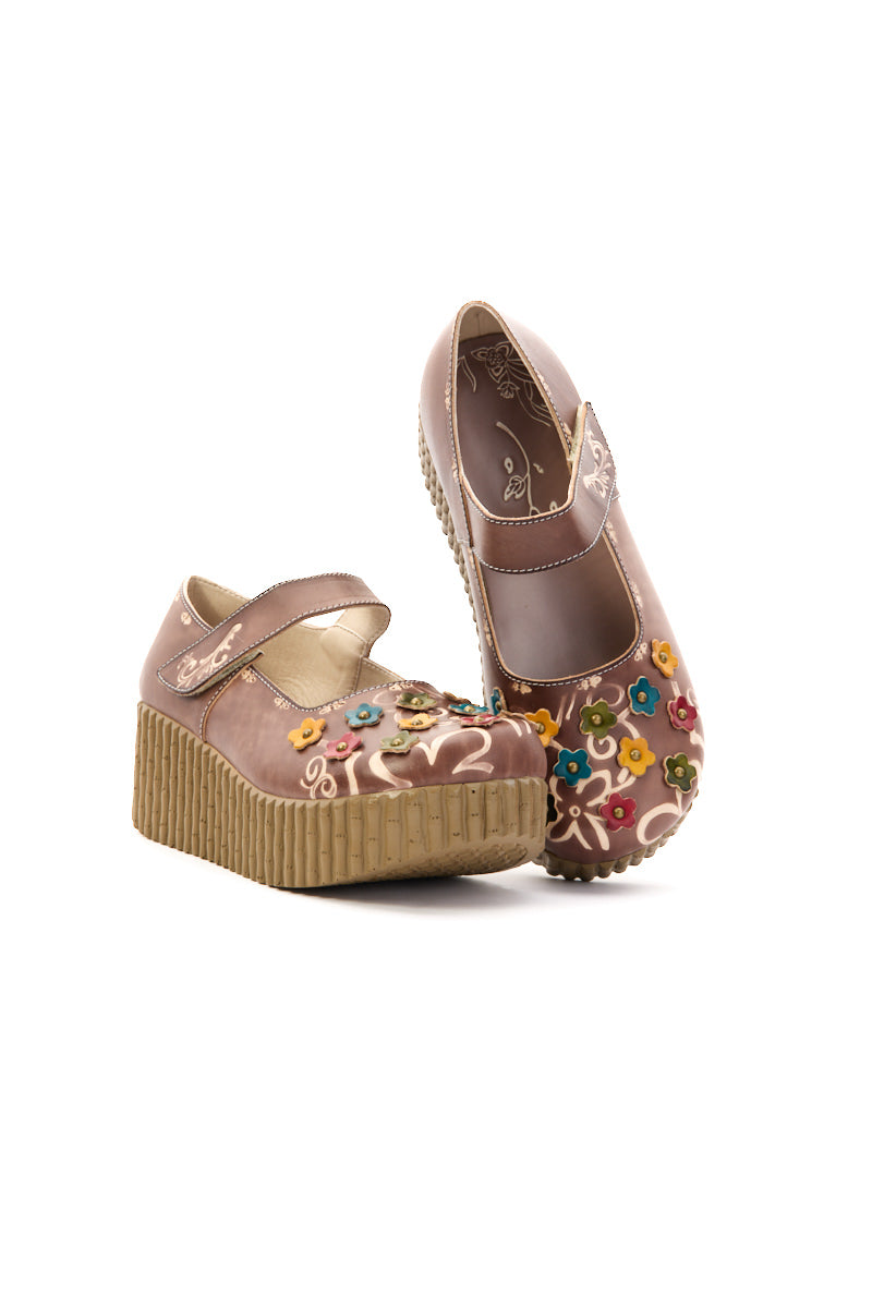 Lively Poppy Leather Wedge Mary Jane