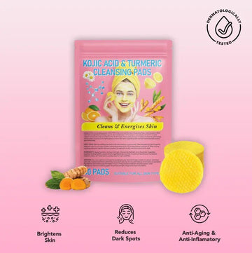 The TurmericGlow Cleansing Pads - Kojic Acid & Turmeric for Brightening, Anti-Aging, and Dark Spot Reduction + 50% OFF