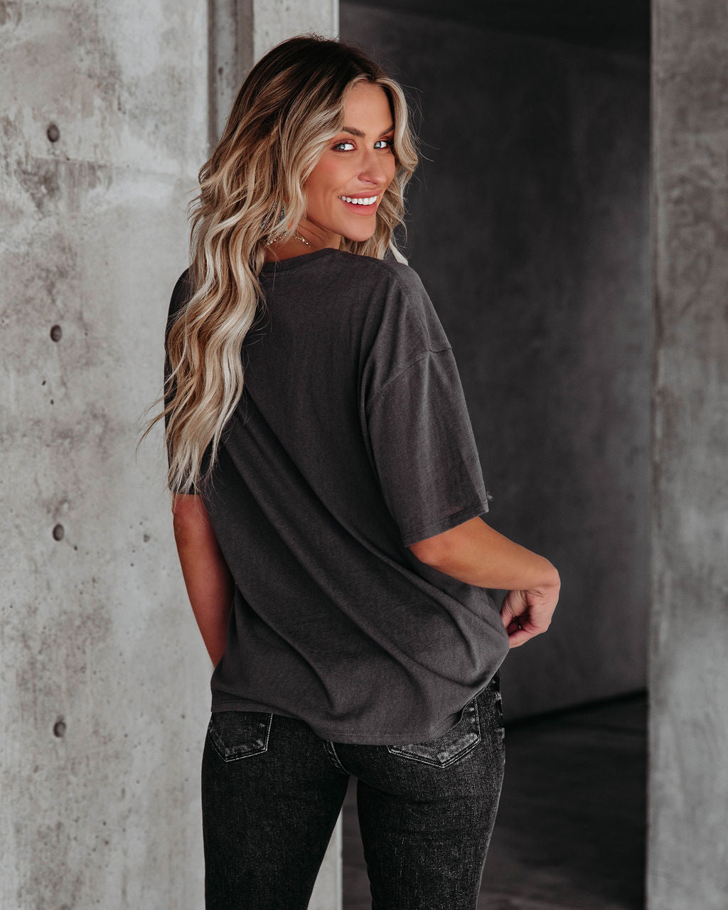 Magnolia Cotton Blend Pocket Tee - Charcoal