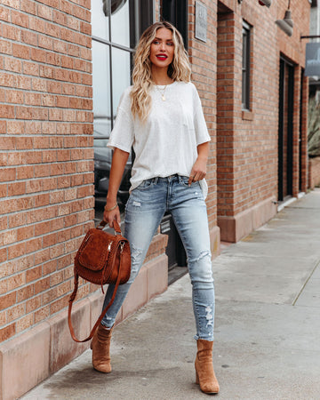 Magnolia Cotton Blend Pocket Tee - White