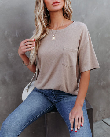 Magnolia Cotton Blend Pocket Tee - Dark Taupe