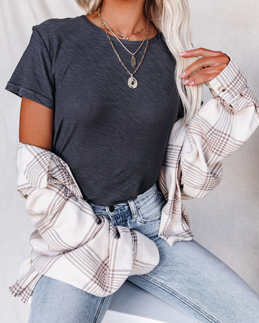 Malibu Crewneck Tee - Charcoal