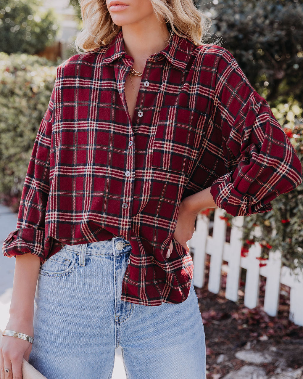 Marshall Cotton Plaid Button Down Top