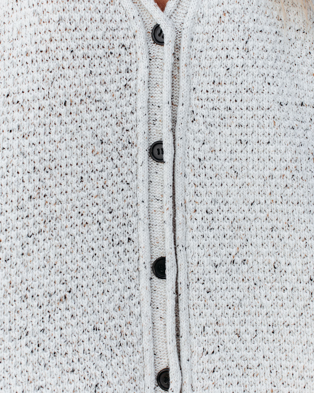 Matix Button Front Speckled Knit Cardigan - Ivory