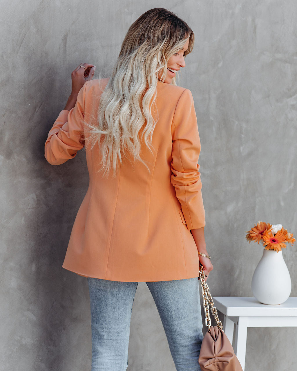 Meena Pocketed Blazer - Pale Orange