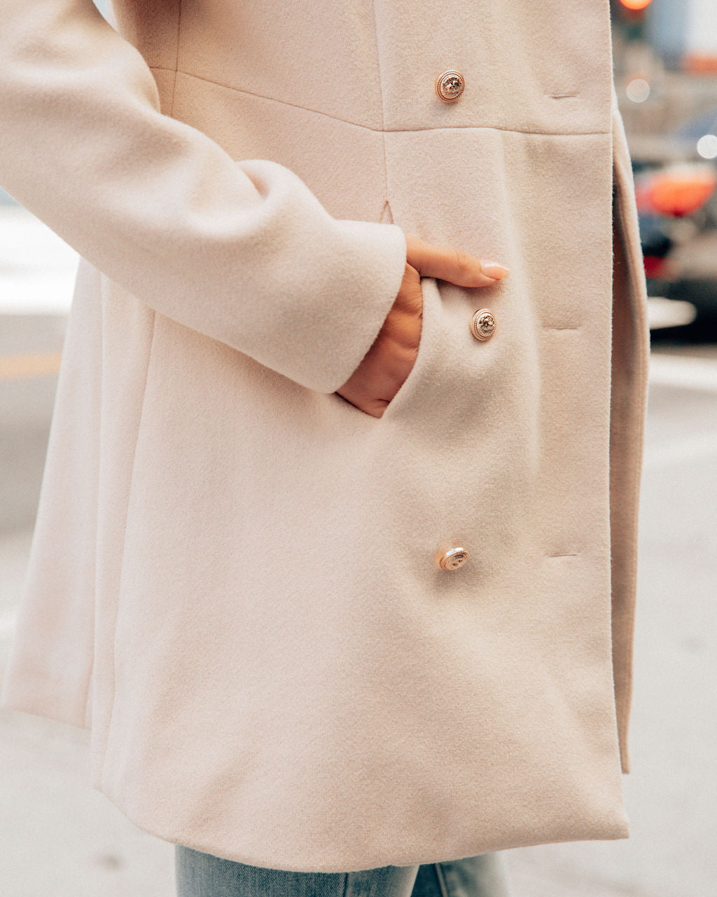 Meghan Pocketed Peacoat - Ecru