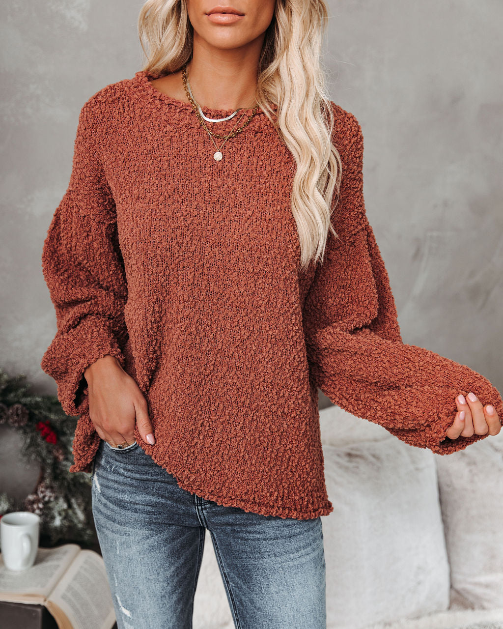 Milner Chunky Knit Sweater - Dusty Cedar