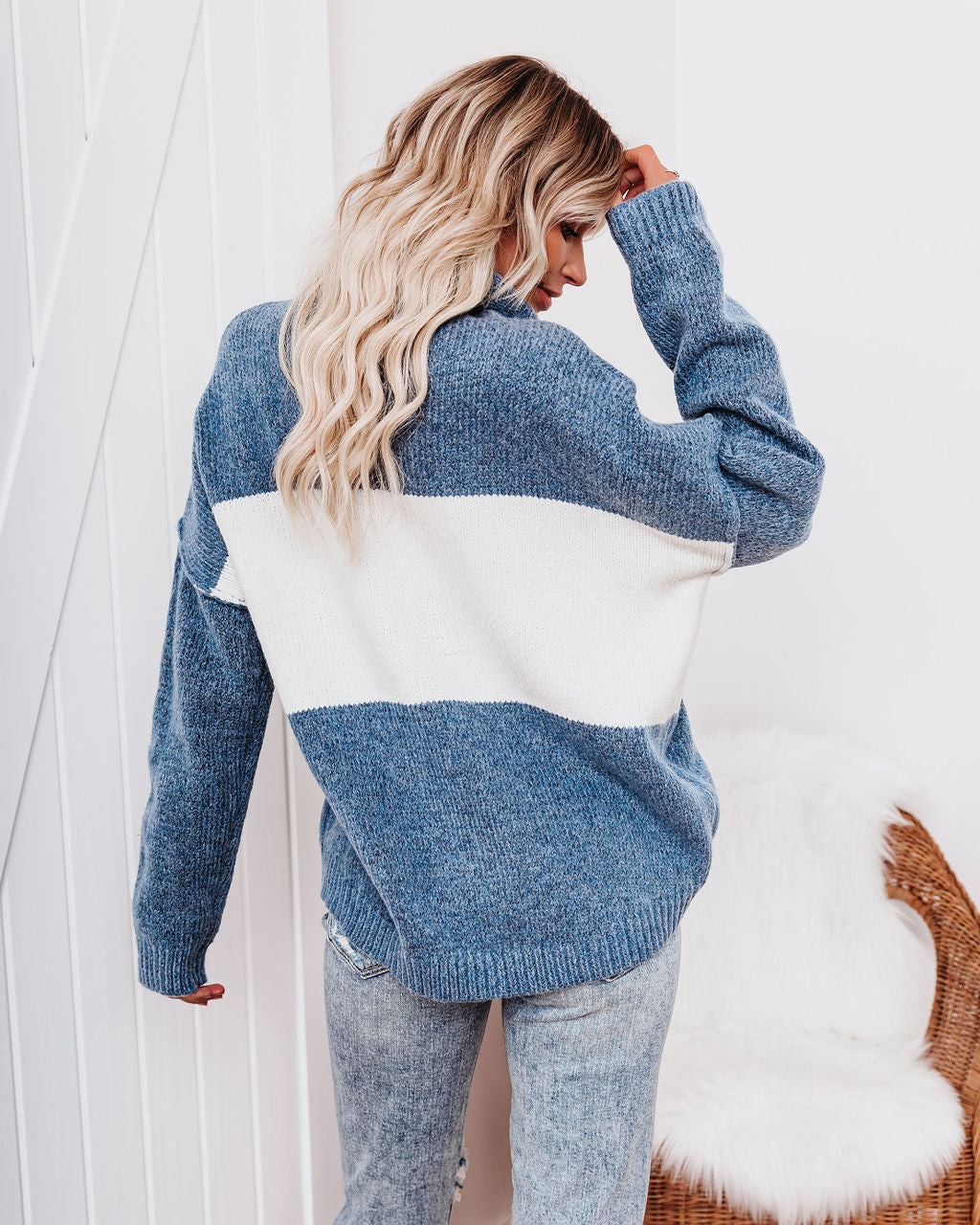 Mingle Colorblock Turtleneck Sweater