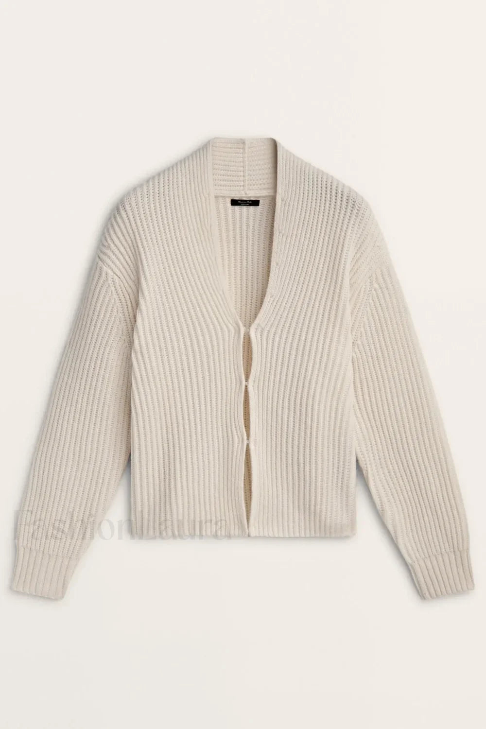 Minimalist Beige V-neck Knit Cardigan