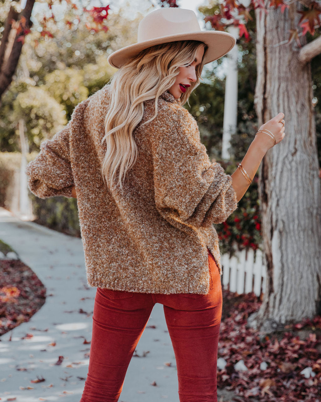 Moira Turtleneck Knit Sweater - Caramel