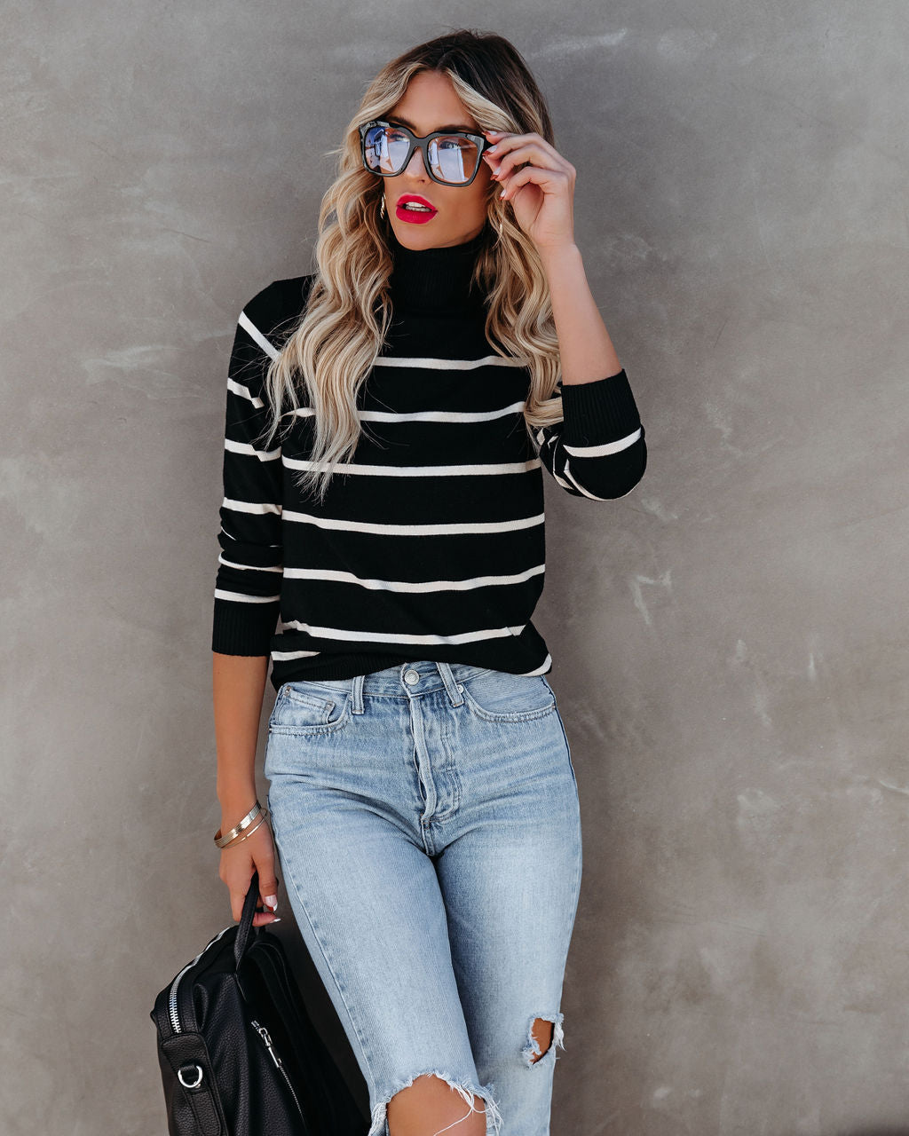 Morty Striped Turtleneck Knit Sweater