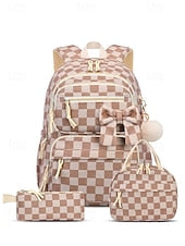 Girl's Corduroy Backpack Set, 3 Piece Cute School Backpack with Large Capacity Multi Compartments, Laptop Sleeve, Adjustable Straps, Luggage Strap, Travel College Bag for Girls, Available in Multiple
