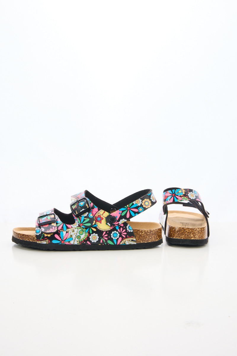 Double Strap Slingback Footbed Sandal - Multi