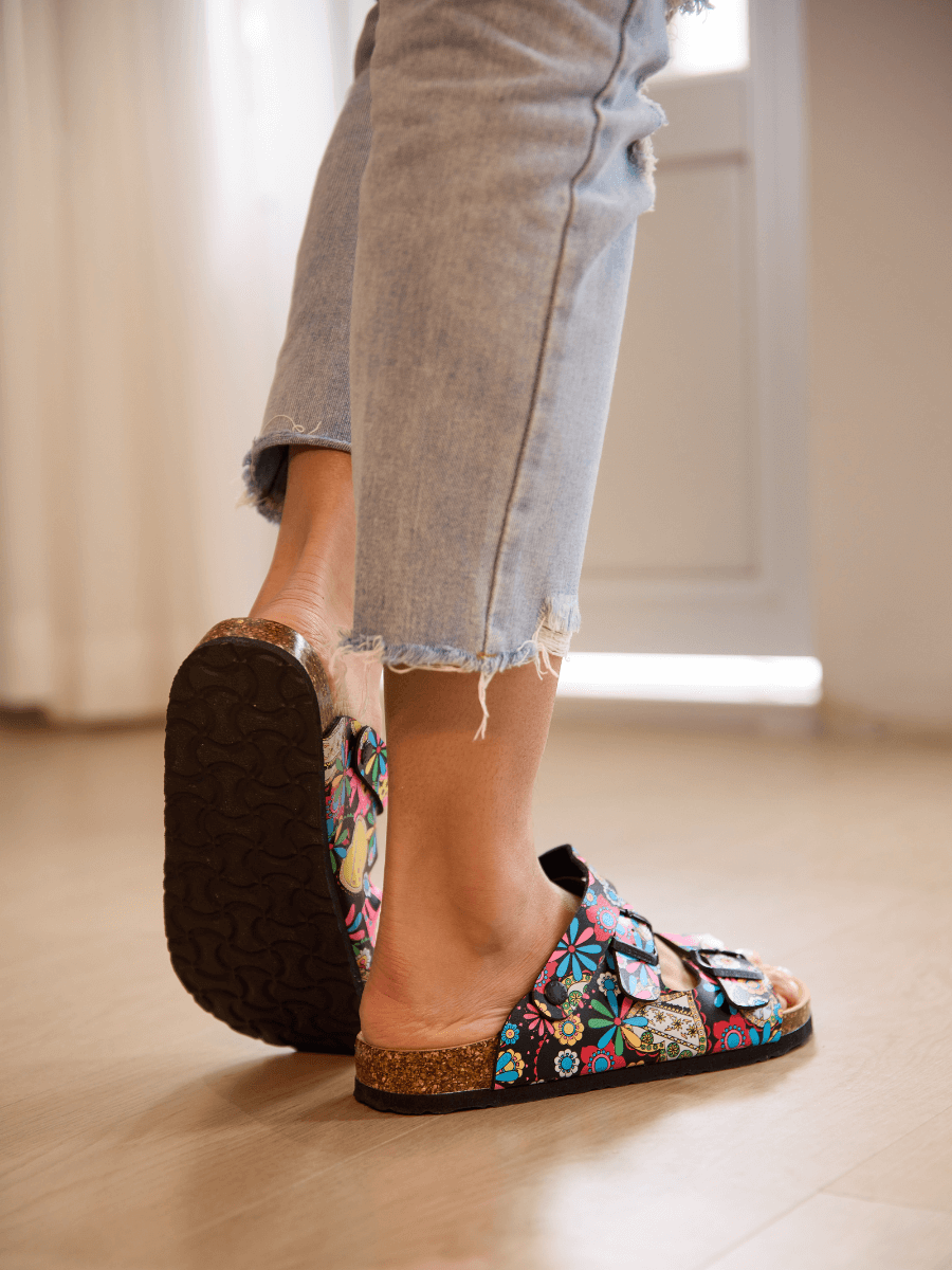 Double Strap Slingback Footbed Sandal - Multi