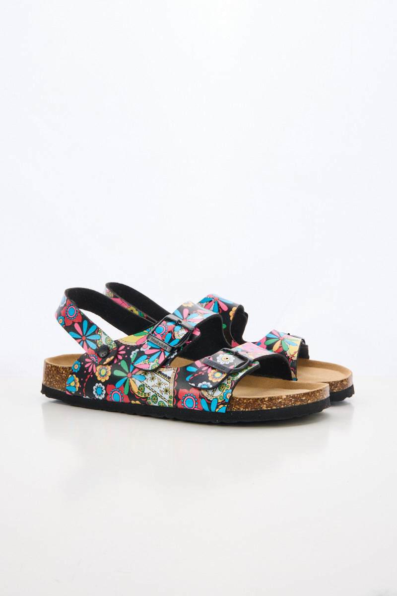 Double Strap Slingback Footbed Sandal - Multi