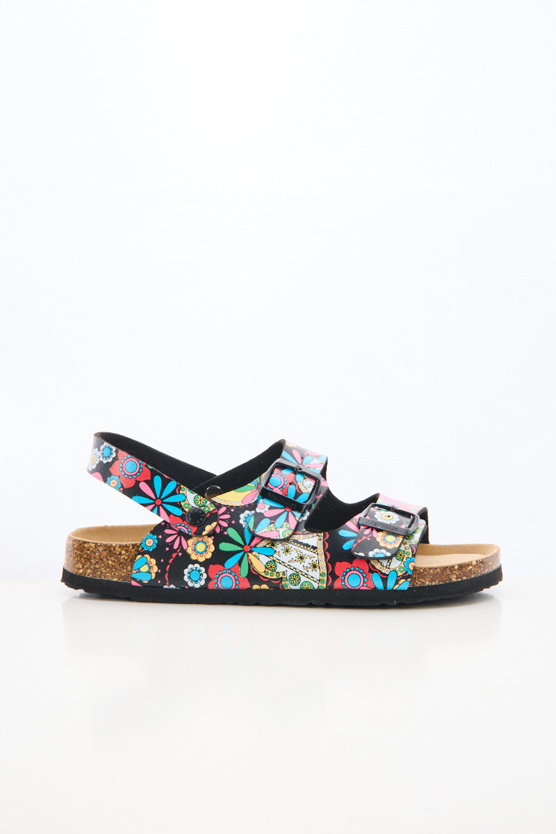 Double Strap Slingback Footbed Sandal - Multi
