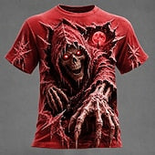 Halloween Men's Skull T Shirt Short Sleeve