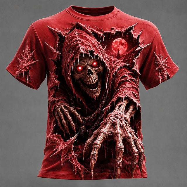 Halloween Men's Skull T Shirt Short Sleeve