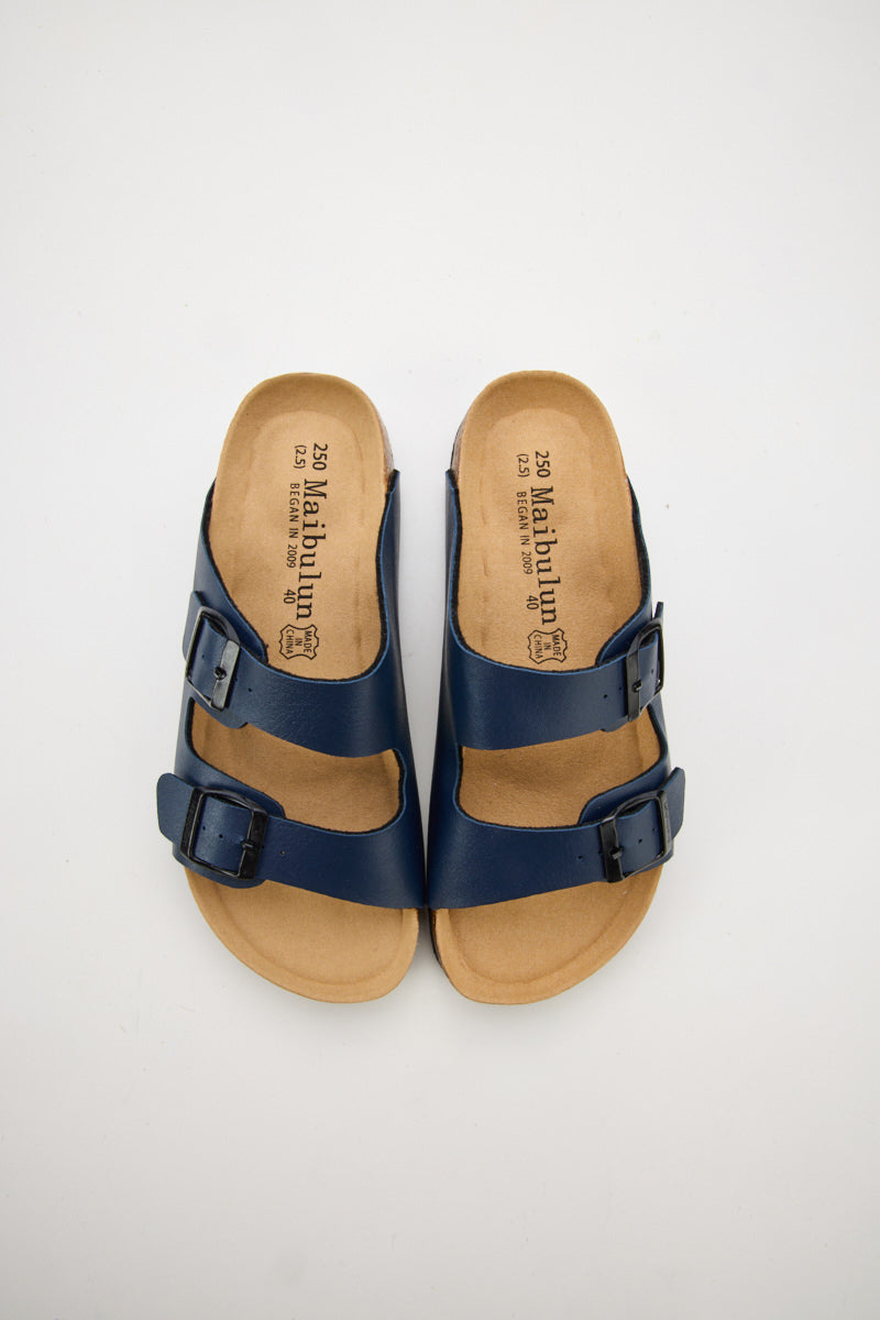 Signature Double Strap Footbed Sandal - Navy